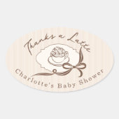 Thanks A Latte Cafe Bebe Coffee Bow Baby Shower Ovaler Aufkleber (Vorderseite)