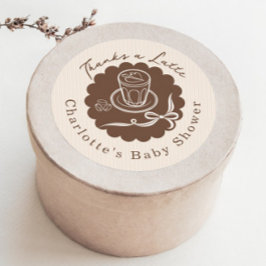 Thanks A Latte Cafe Bebe Coffee Bow Baby Shower Runder Aufkleber