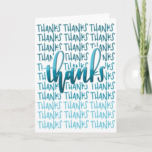 Thanks A Lot! - Thank You Card - Blue Calligraphy Dankeskarte (Vorderseite)