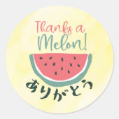 Thanks a Melon Kawaii Funny Watermelon Japanese Runder Aufkleber (Vorderseite)
