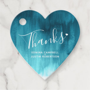 Thanks aqua teal abstract wedding favor gift tags geschenkanhänger