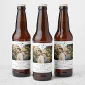 Thanks Floral Heart Wedding Photo Engaged Couple Bierflaschenetikett (Flaschen)
