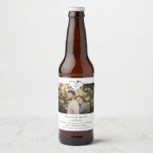 Thanks Floral Heart Wedding Photo Engaged Couple Bierflaschenetikett (Vorderseite)