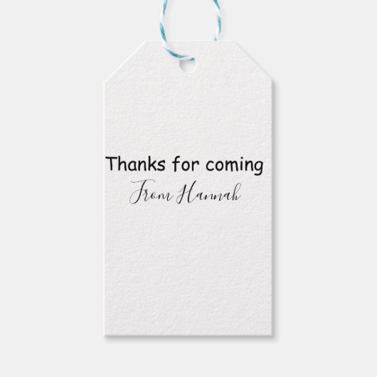 thanks for coming add name text message babyshower geschenkanhänger (Vorderseite)