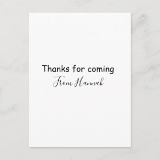 thanks for coming add name text message babyshower postkarte