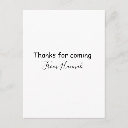 thanks for coming add name text message babyshower postkarte (Vorderseite)