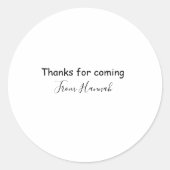 thanks for coming add name text message babyshower runder aufkleber (Vorderseite)