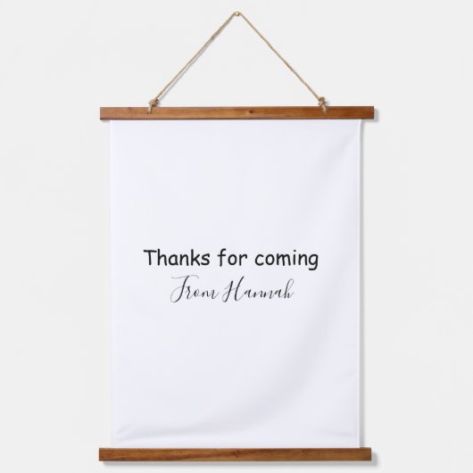 thanks for coming add name text message babyshower wandteppich mit holzrahmen (Vorderseite)