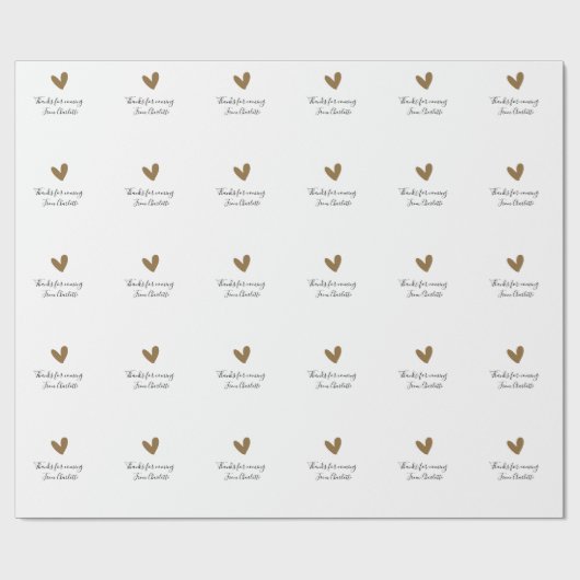 thanks for coming add name text message gold heart geschenkpapier (Flach)