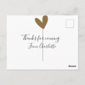 thanks for coming add name text message gold heart postkarte (Rückseite)