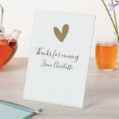 thanks for coming add name text message gold heart sockelschild (In Situ)