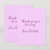 thanks for coming add name text message mauve begleitkarte (Vorne/Hinten)