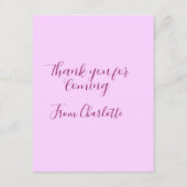 thanks for coming add name text message mauve begleitkarte (Rückseite)