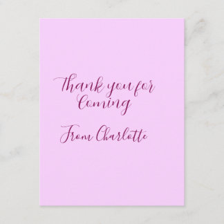 thanks for coming add name text message mauve begleitkarte