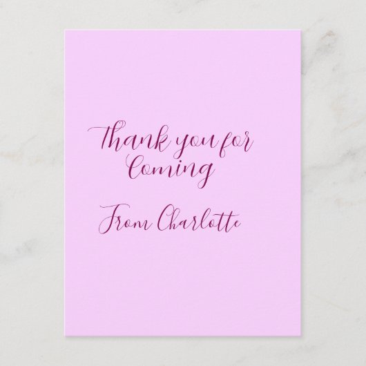 thanks for coming add name text message mauve begleitkarte (Vorderseite)
