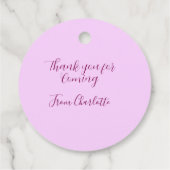 thanks for coming add name text message mauve geschenkanhänger (Rückseite)