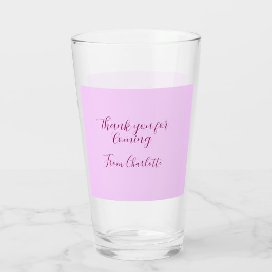 thanks for coming add name text message mauve glas (Rückseite)