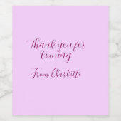 thanks for coming add name text message mauve weinetikett (Einzelnes Label)