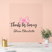 thanks for coming add name text message pink bow f acrylschild (Hochzeit)