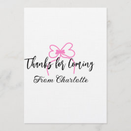 thanks for coming add name text message pink bow f einladung