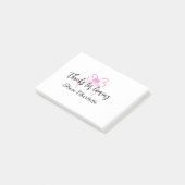 thanks for coming add name text message pink bow f post-it klebezettel (angewinkelt)