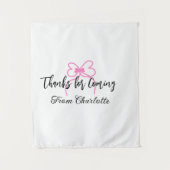 thanks for coming add name text message pink bow f wandteppich (Vorderseite)