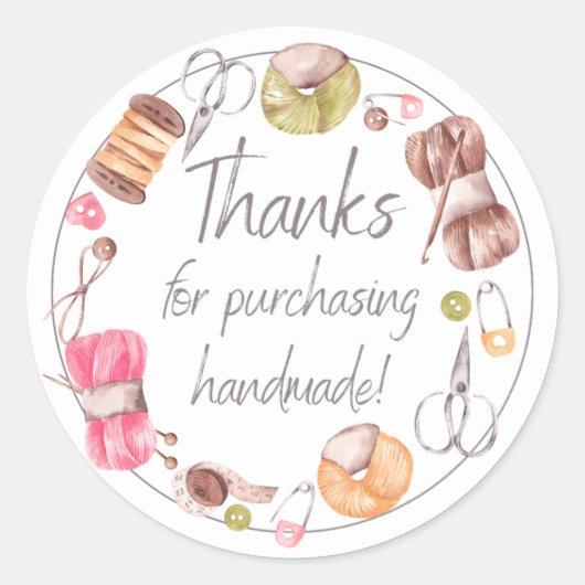 Thanks for Purchasing Handmade Runder Aufkleber (Vorderseite)
