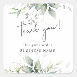 Thanks for your order elegant greenery eucalyptus quadratischer aufkleber