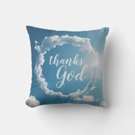 Thanks, God Clouds Photography Blue Throw Pillow Kissen