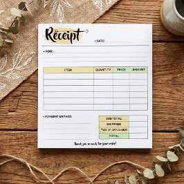Thanks Order Receipt Form | Small Business Invoice Notizblock