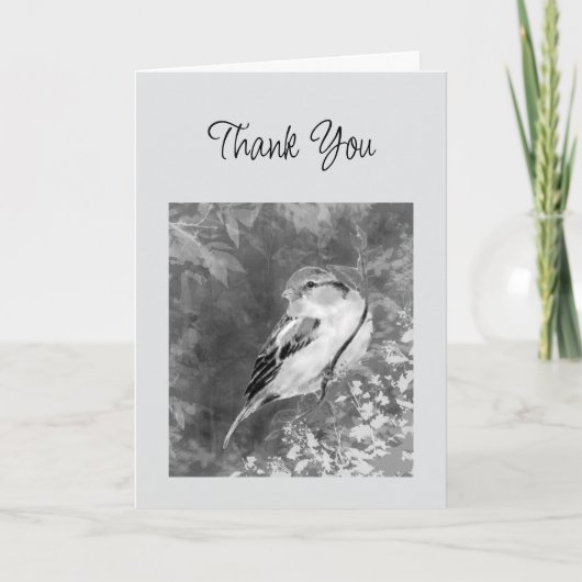 Thanks Watercolor Sparrow Bird in Forest Karte (Vorderseite)