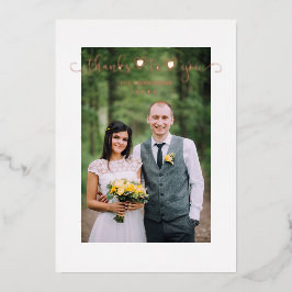 Thanks Wedding Rose Gold Heart Whimsical Script Folieneinladung