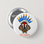 Thanksanukkah Thanksgivukkah Truthahn menorah Button (Vorne & Hinten)