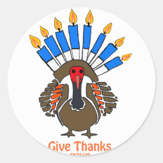 Thanksanukkah Thanksgivukkah Türkei menorah Gesche Runder Aufkleber