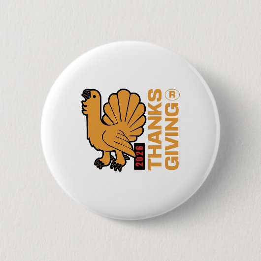 Thanksgiving 2026 Design Depicting A Gobbling Turk Button (Vorderseite)
