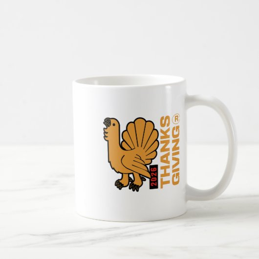 Thanksgiving 2026 Design Depicting A Gobbling Turk Kaffeetasse (Rechts)
