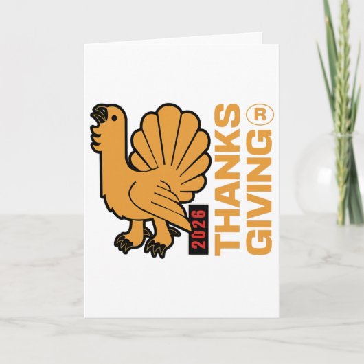 Thanksgiving 2026 Design Depicting A Gobbling Turk Karte (Vorderseite)