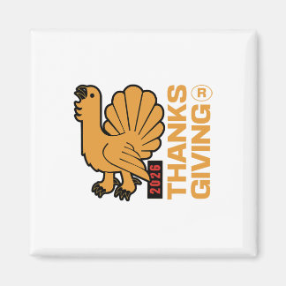 Thanksgiving 2026 Design Depicting A Gobbling Turk Magnet