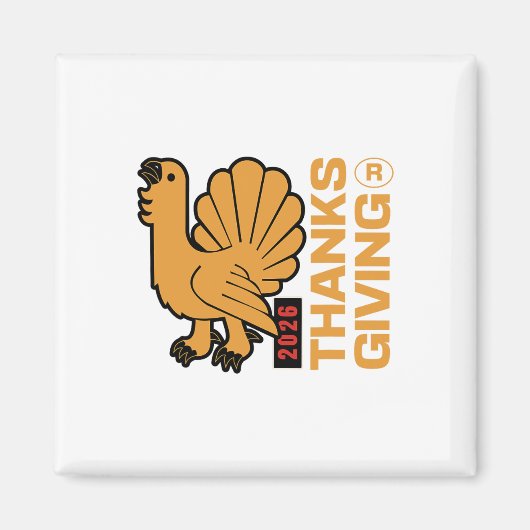 Thanksgiving 2026 Design Depicting A Gobbling Turk Magnet (Vorne)