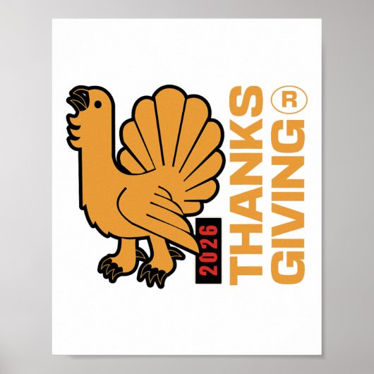 Thanksgiving 2026 Design Depicting A Gobbling Turk Poster (Vorne)