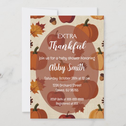 Thanksgiving Apples & Pumpkins Fall Baby Shower Einladung (Vorderseite)