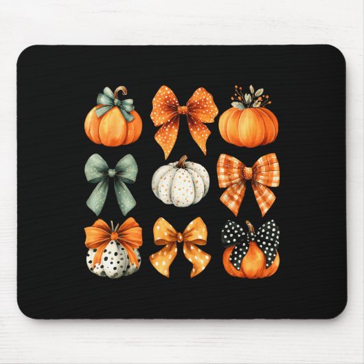 Thanksgiving Autumn Fall Leaves Coquette Bow Pumpk Mousepad (Vorne)