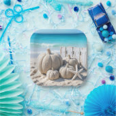 Thanksgiving Beach Sand Pumpkins and Starfish Pappteller (Party)