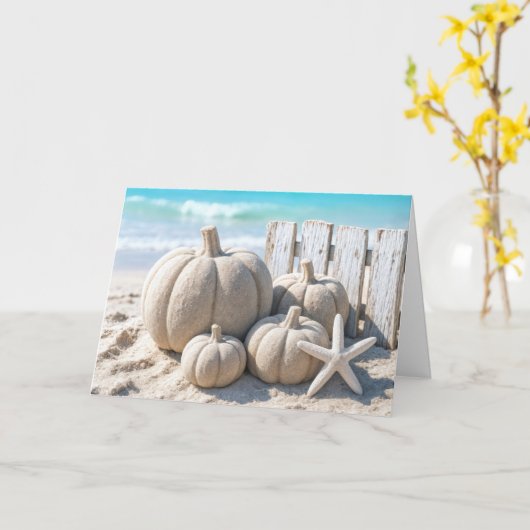Thanksgiving Beach Sand Pumpkins Karte (Gelbe Blume)