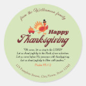 Thanksgiving Bible Verse | Name & Address Envelope Runder Aufkleber (Vorderseite)