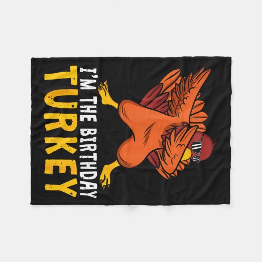 Thanksgiving Birthday Funny Bday Born On Thanksgiv Fleecedecke (Vorderseite (Horizontal))