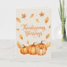 Thanksgiving Blessings Card – Cozy Autumn Watercol Karte