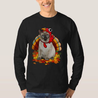 Thanksgiving Cat Costume Turkey Fall Leaves Cat Ow T-Shirt