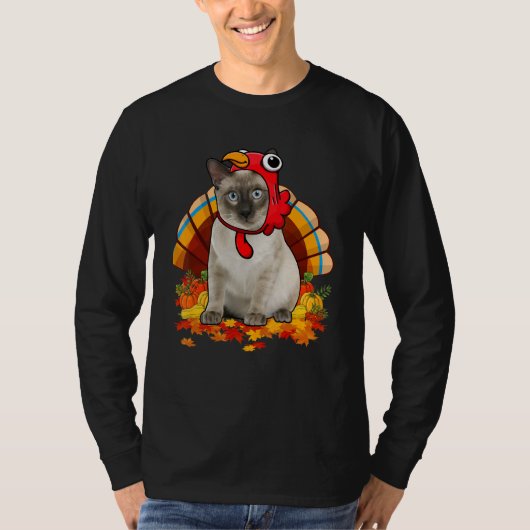 Thanksgiving Cat Costume Turkey Fall Leaves Cat Ow T-Shirt (Vorderseite)