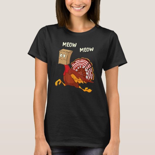 Thanksgiving Cat Fake Cat Meow Thanksgiving Turke T-Shirt (Vorderseite)